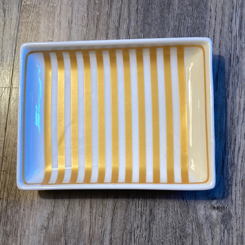 J. Crew Gold Stripe Jewelry Dish